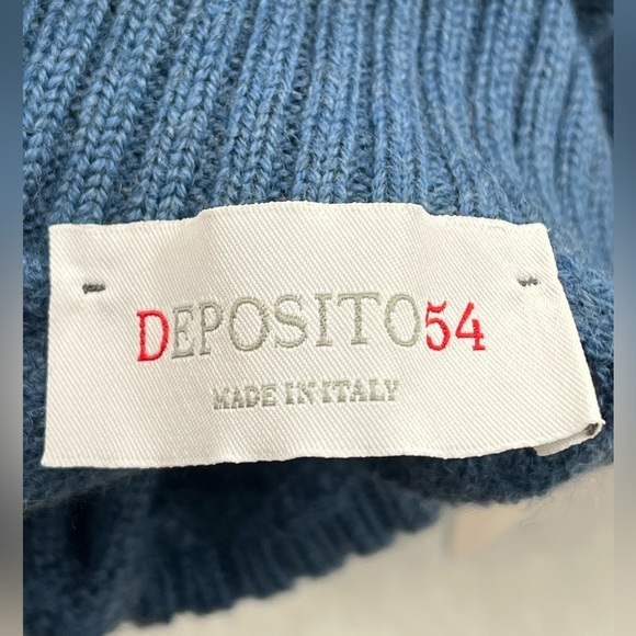 Deposito54 100% Wool Soft! Italy Made Women Small Knit Turtleneck Blue Sweater - Picture 2 of 9